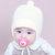 milkyfriends新生婴儿男女童可爱保暖手工针织毛线帽宝宝帽子秋冬(蓝色 均码48-50CM（8-24个月）)第5张高清大图