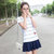 莉菲姿 少女夏装韩版新款休闲运动套装短袖学生夏季两件套短裙(白色 S)第3张高清大图