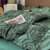 善纯韩式北欧风亲肤水洗剪花套件 橄榄绿1.5床笠款四件套（被套200*230） 简约时尚第3张高清大图