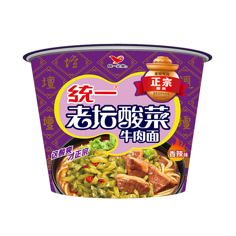 统一qxty老坛酸菜牛肉面辣味120g12国美超市甄选