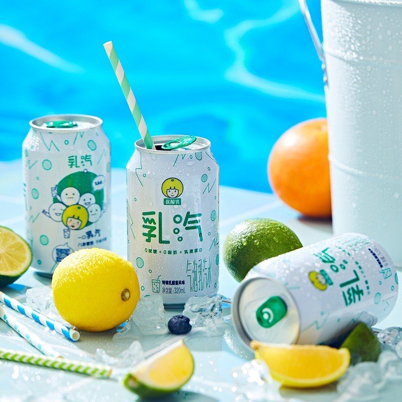 川珍七月产伊利优酸乳乳汽气泡乳特调乳酸菌风味320ml*6罐苏打气泡水