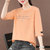 七分袖t恤女2022年新款夏季宽松白色中袖上衣纯棉半袖短袖体恤衫(橘粉色 XL)第2张高清大图