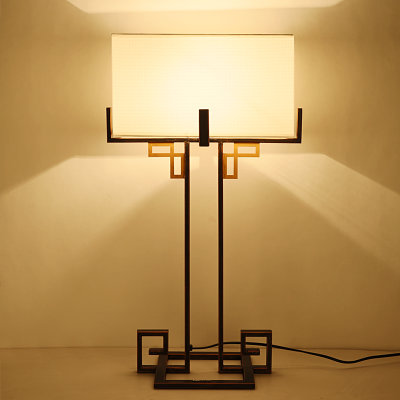 雷士照明新中式台灯 现代简约客厅卧室书房复古创意床头立式灯(玄玉)