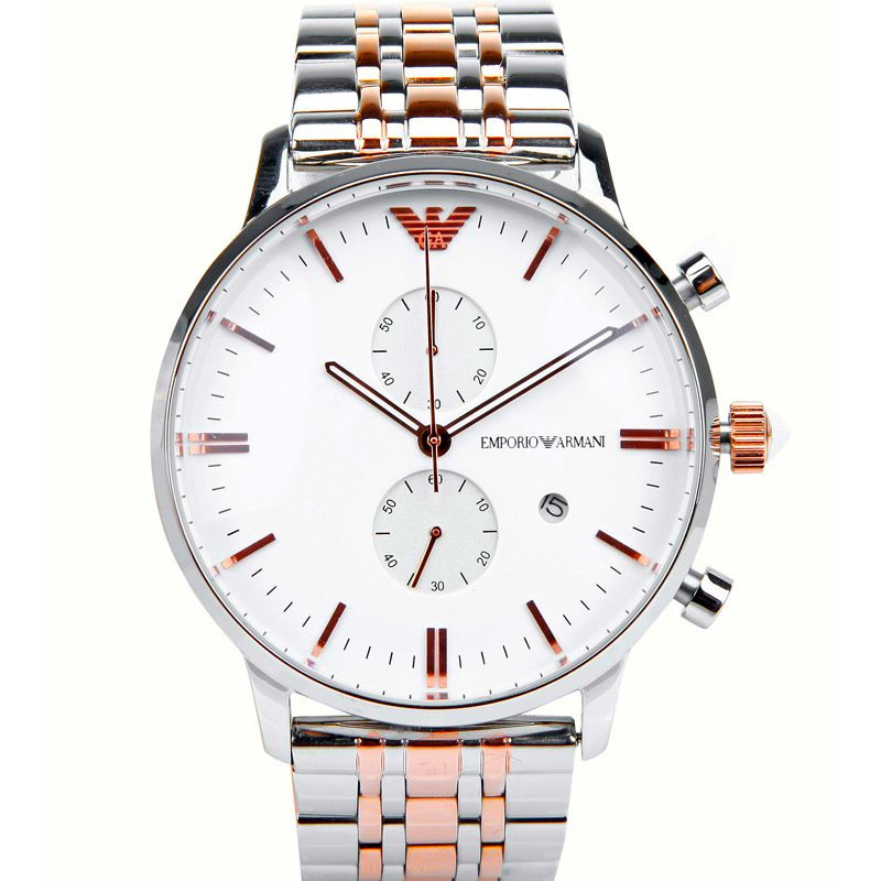 emporio armani 阿玛尼 双眼日历计时英伦风 夜光指针式男表(ar0399)