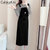 CaldiceKris （中国CK）简约背带裙套装CK-F1003(黑色 S)第3张高清大图