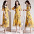 2018夏季新款时尚气质显瘦夏装长款裙子连衣裙(黄色 M)第5张高清大图