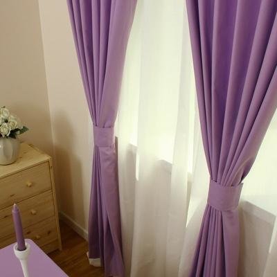 富居005cl纯棉纯色吊带式 窗帘(藕荷 高1.5米*宽1.4米单片装)