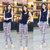 莉菲姿 夏装新款韩版圆领休闲 复古印花超显瘦连体裤(蓝色 S)第4张高清大图