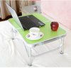 新款多功能折叠桌椅 便携户外简约小桌子床上电脑桌家用铝合金桌(64*43果绿两用桌+2布凳)