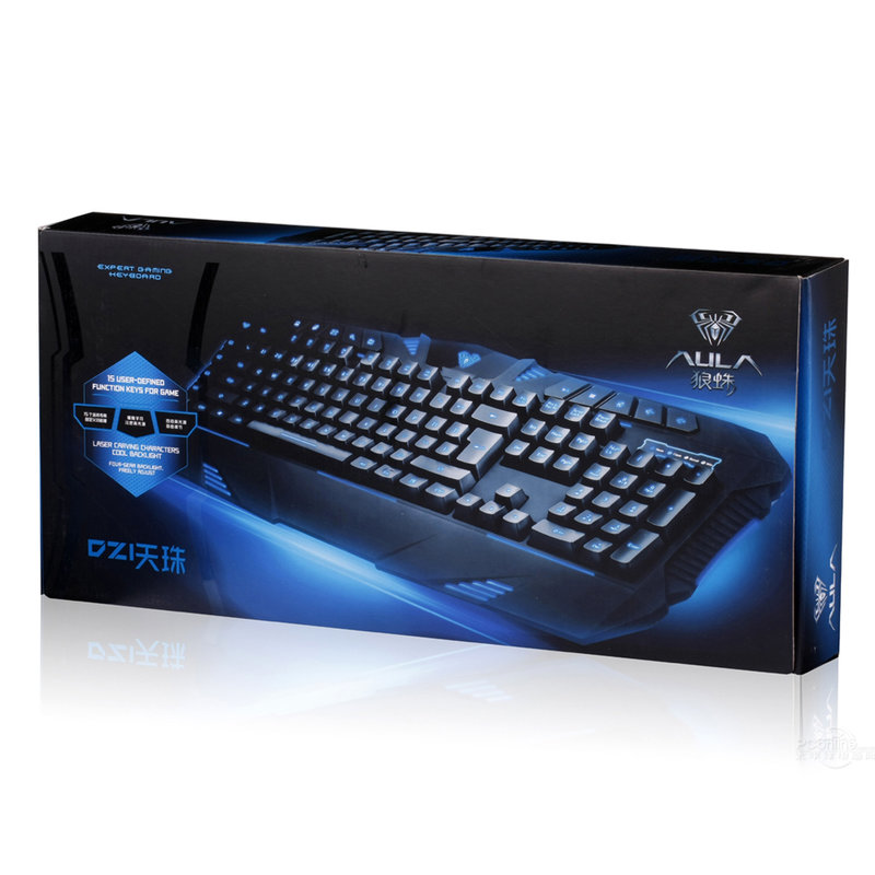 狼蛛(aula) 天珠 有线游戏键盘 自定义三色背光【图片 价格 品牌 报价