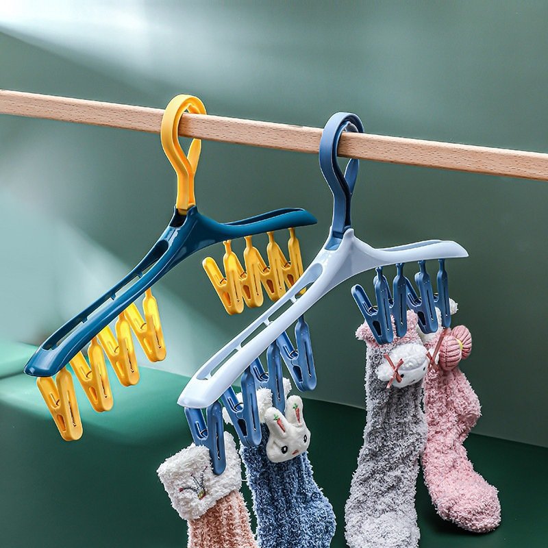 现货学生宿舍折叠晾衣架多用途衣夹袜子夹家用防风塑料晾晒架可旋转