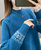 针织衫女2022春装新款宽松外穿半高领打底衫女提花百搭毛衣上衣422(蓝色 均码)第5张高清大图