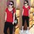 莉菲姿 2019夏季韩版新款休闲运动服套装V领短袖T恤七分裤两件套女(桔红色)第4张高清大图