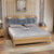 北欧全实木床软靠1.5m1.8米日式风格现代简约主卧双人床  1800mm*2000mm 框架结构(单床 榉木色+床头柜)第2张高清大图