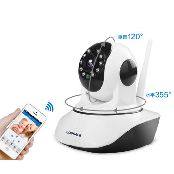 LOOSAFE 智能无线摄像头 wifi远程监控 720p家庭网络摄像机(1080P 送16G存储卡)