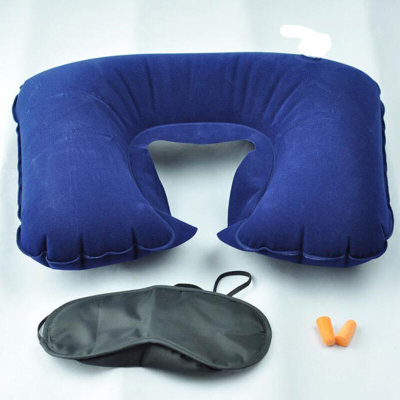 乾越U型枕户外旅行充气枕头 便携飞机护颈 睡枕护脖子 耳塞+眼罩+充气枕 颜色随机