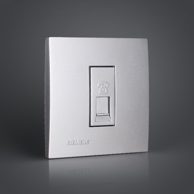 西门子开关开关面板西门子开关插座灵致系列金属银色电话插座面板