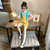 CaldiceKris（中国CK）女童绿条纹纽扣黄色背带裤套装CK-FS3413(140 黄色)第2张高清大图