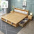 诱居 床 双人床实木床可充电储物软靠主卧床木质简约现代北欧风格皮质软靠床1.8米高箱抽屉婚床 卧室家具（默认软靠）(1.8米-原木色 床+床垫+床头柜*2)第5张高清大图