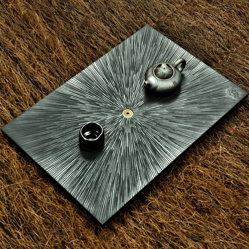 唐丰 黑金石天然石制 茶台茶海 石头功夫茶盘 乌金石小号tf-1275(墨迹