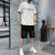卡郎琪 男士短袖t恤夏季2020新款潮流一套搭配休闲运动套装宽松帅气衣服五分裤短裤(KXP-T212S205白色 L)第4张高清大图