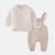婴儿秋冬套装两件套宝宝背带冬季婴儿背带裤6-9-12个月婴儿衣服(80cm 浅棕)第2张高清大图