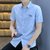 夏季男装短袖休闲商务男士衬衫1000-233(蓝色 L)第5张高清大图