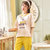 睡衣女夏短袖七分裤棉质家居服休闲时尚套装(黄色 XL)第3张高清大图