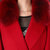 2016修身大码狐狸毛领羊绒大衣红色羊毛呢子外套中长款秋冬季女装(深蓝色 XL)第5张高清大图