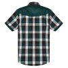 MXN麦根 2013夏装新品英伦风格子拼接修身男短袖衬衫113216023(湖绿色 S)