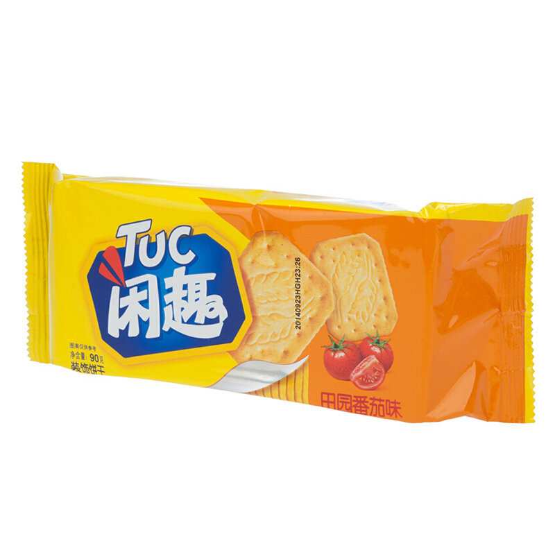 闲趣薄脆饼干田园番茄味咸味90g新老包装随机发货