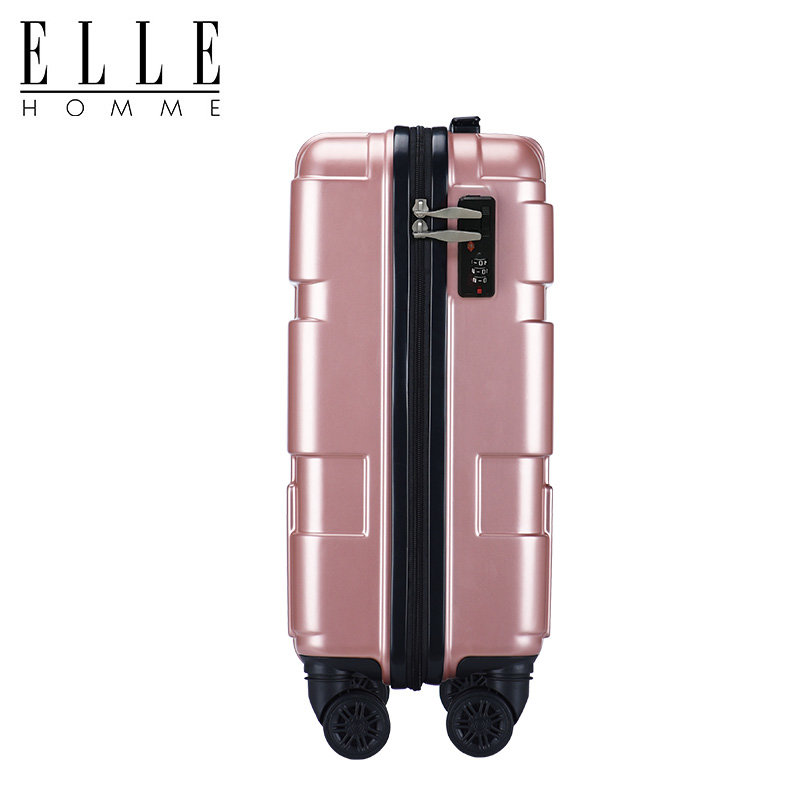 ellehomme时尚拉链拉杆箱旅行箱防刮耐磨静音飞机轮行李箱玫瑰金20寸