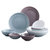 松发瓷器北欧风18头餐具家用陶瓷碗盘套装18头 螺纹设计 三色搭配第6张高清大图
