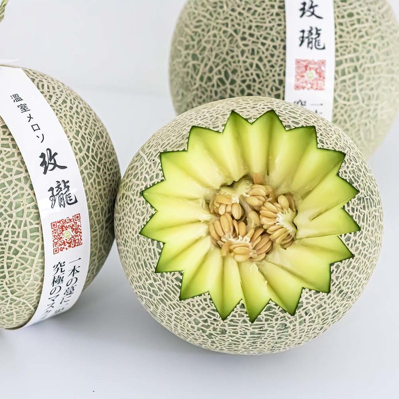 国美好货玫珑蜜瓜日本水果静冈品种2枚实惠装净重4斤顺丰包邮