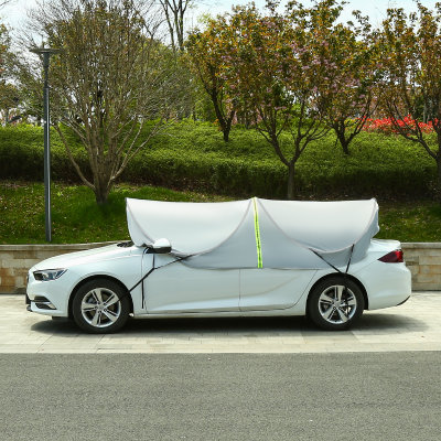 汽车遮阳伞车顶折叠车衣车罩通用车衣膜车衣半罩防雨隔热遮阳罩(一体式)