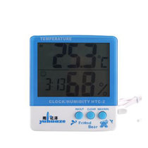 雨花泽（Yuhuaze）彩色电子温湿度计 带时间/天气状态图/室外温度计传感器（天蓝色）