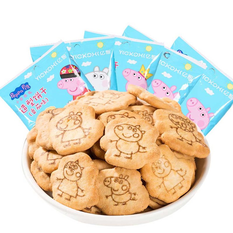 小猪佩奇造型饼干海苔味18g*5袋 番茄味18g*5袋 香酥可口,造型更可爱