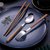 便携餐具筷子勺子套装学生上班族餐具盒便携式筷子勺子叉子三件套(星光银 筷+勺+叉+盒)第5张高清大图