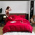 法澜兰卡 全棉60支贡缎刺绣长绒棉四件套裸睡套件床上用品 纯棉被套床单(璞-中国红)第2张高清大图