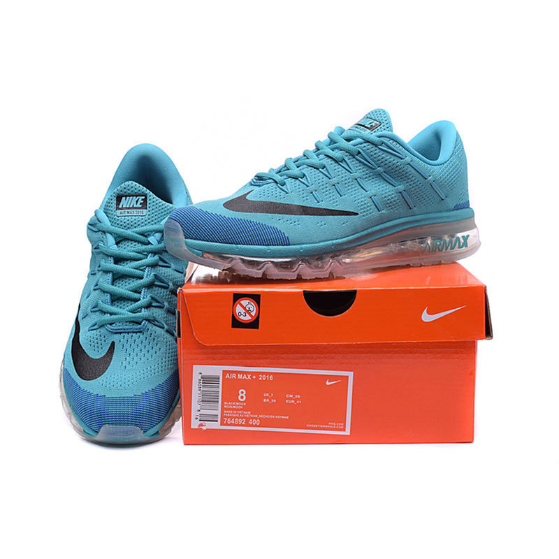 耐克男鞋新款nike air max 2016全掌气垫女鞋飞线跑步运动鞋(天蓝)