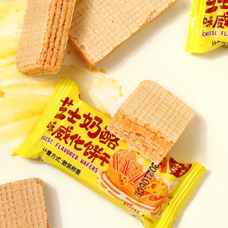 味滋源芝士奶酪威化饼干400g盒香浓的芝士味回荡在口腔之中