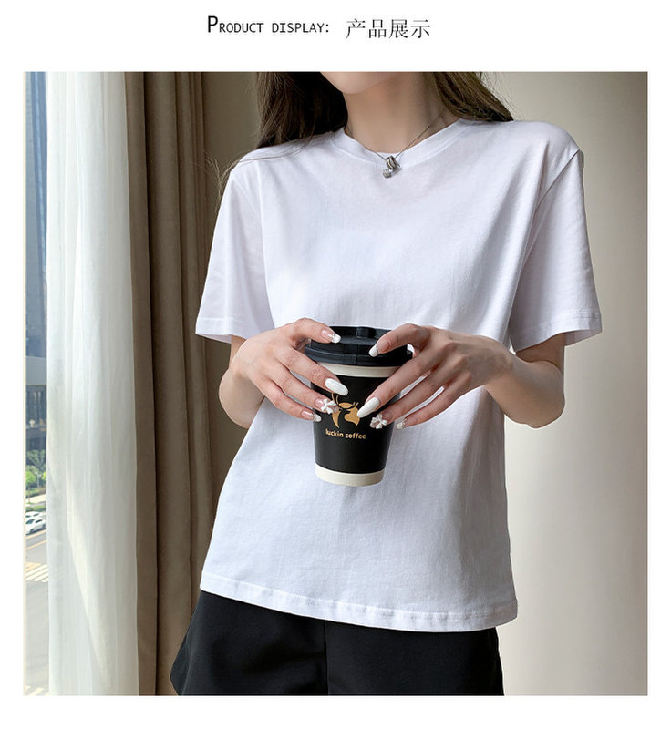 纯棉短袖白色打底衫长袖t恤女新款内搭小个子上衣纯白体恤白t夏季xl