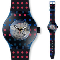 斯沃琪(Swatch)手表 为海而痴潜水系列 石英男女表 缤纷圆点SUUN100