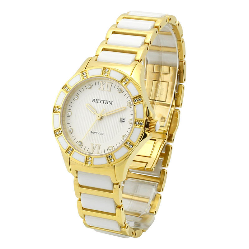 rhythm丽声女款施华洛水钻高科技陶瓷系列手表f1202t04
