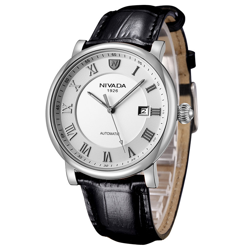 nivada尼维达 全自动机械表商务休闲复古皮带男表 gm6101系列(黑色 gm