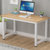 钢木电脑桌台式家用简易书桌现代简约办公桌笔记本桌子(黑胡桃+白架)第5张高清大图