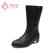 Daphne/达芙妮方根女靴尖头低跟中筒休闲显瘦马丁靴1014605206(黑色 36)