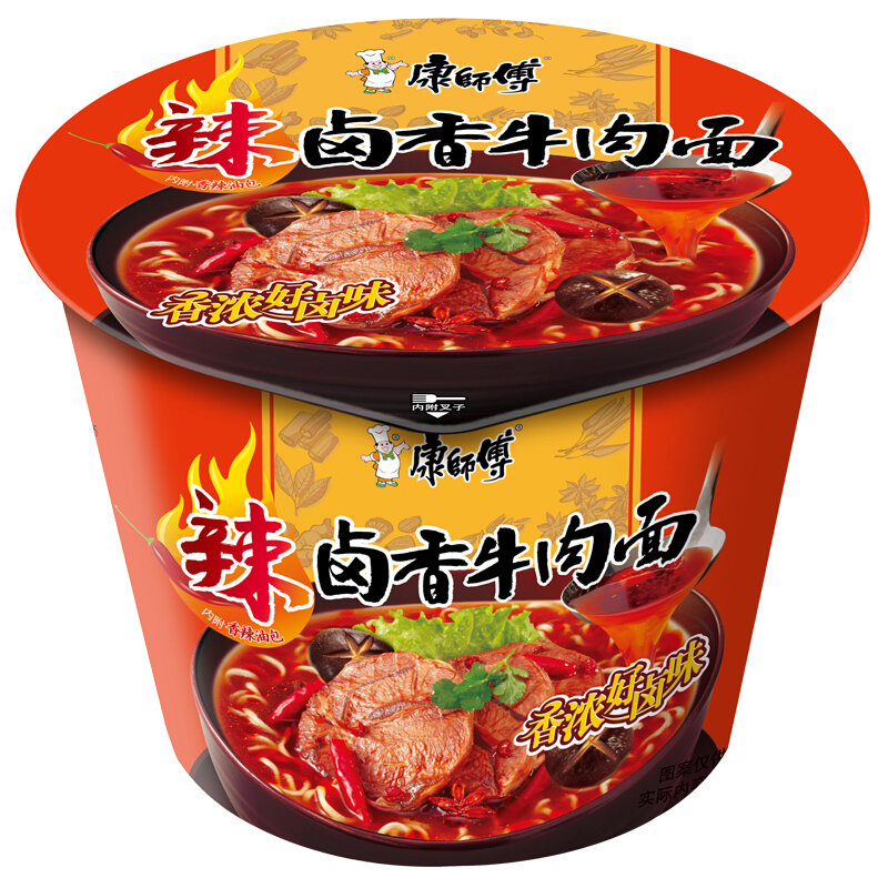 康师傅辣卤牛肉面12桶国美超市甄选