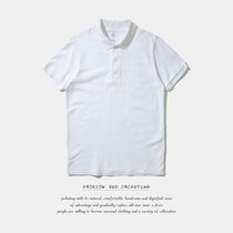 2017春夏新款纯色男士短袖polo衫纯棉男式翻领t恤宽松广告文化衫(白色 XL)
