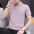 男士纯棉短袖t恤 有带领夏天潮流纯色男装上衣青年休闲翻领POLO衫(紫色 XL)第5张高清大图